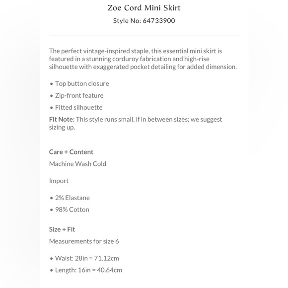 Free people Zoe cord mini skirt - Picture 2 of 4